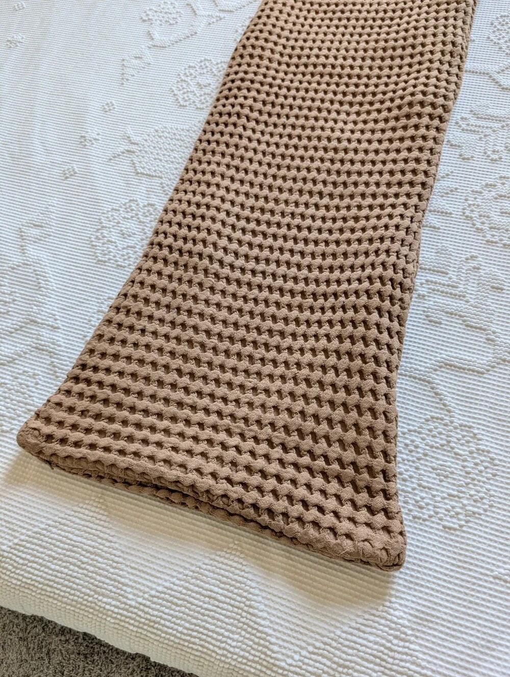 Casaluna Lumbar Body Pillow Waffle Weave Honeycomb Brown Size 48